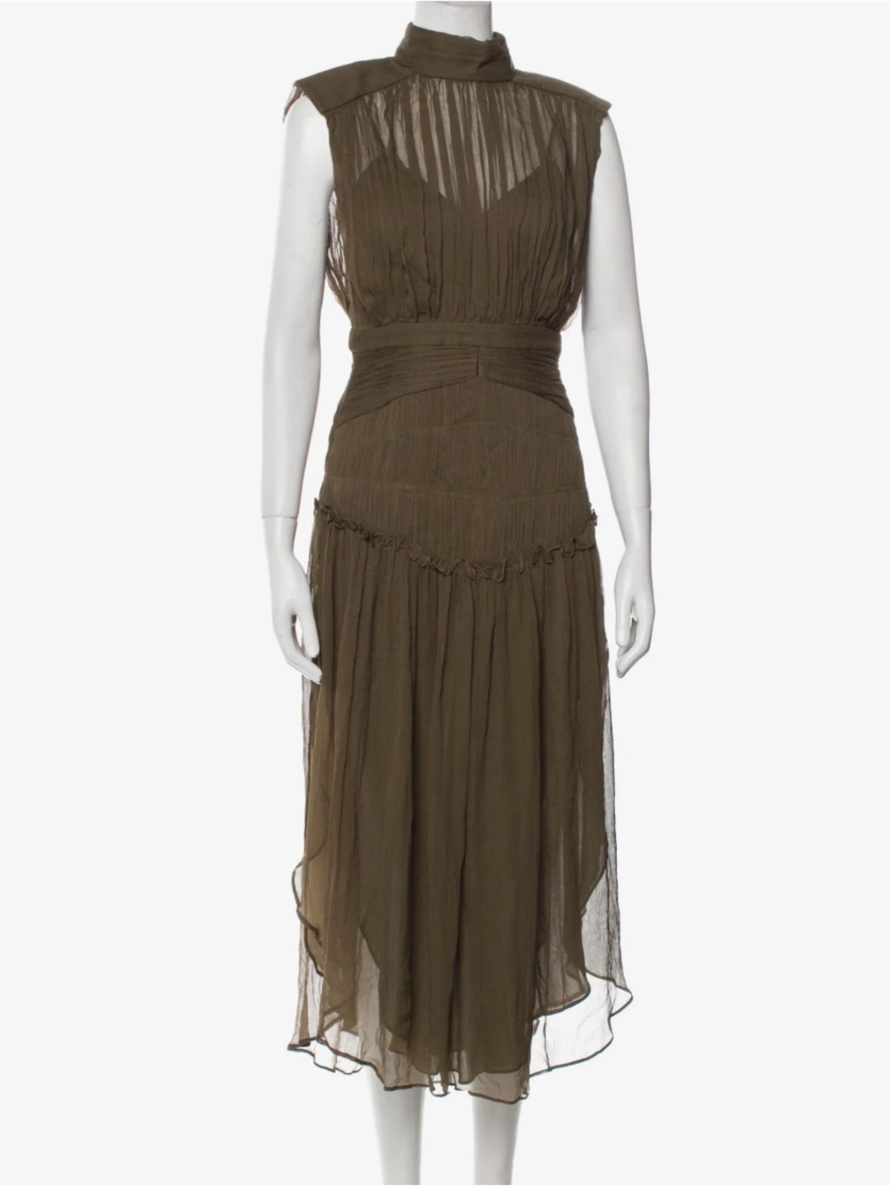 Shona Joy Olive Safira High Neck Midi Dress